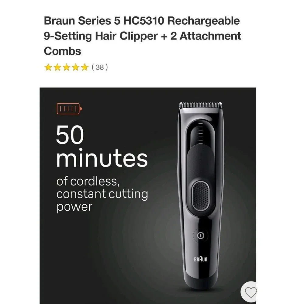 BRAUN SERIES 5 HC5310 9 SETTING HAIR CLIPPERS + 2 ATTACHMENTS‎